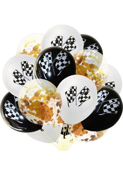 Peçeteler Siyah Beyaz Yarış Bayrağı Lateks Balonlar Flama Banner Damalı Yarış Arabası Temalı Parti 3th 4th 5th Doğum Günü Partisi Tedarikçisi (Yurt Dışından)