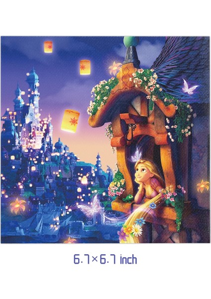 STRAWS-10PCS Animasyon Filmi Karışık Rapunzel Tema Parti Malzemeleri Sofra Bardak Tabağı Peçete Bayrağı Bebek Duş Balonları Doğum Günü Partisi Dekoru (Yurt Dışından)