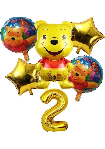 Balon-6 Adet Winnie The Pooh Karikatür Tema Parti Malzemeleri Tek Kullanımlık Sofra Kağıt Saman Tabaklar Oyuncaklar Doğum Günü Şekeri Bebek Duş Süslemeleri (Yurt Dışından)