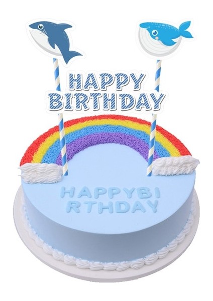 1 Takım Kek Topper Çocuk Erkek Kız Doğum Günü Deniz Yaşamı Deniz Hayvan Parti Malzemeleri Sofra Hediye Giftbag Parti Favor Dövme Etiket Alkış Daire (Yurt Dışından)