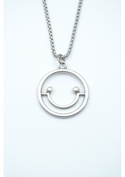Gülen Yüz- Smile Örme Zincir Kolye - Gümüş Kaplama - Erkek Kadın Kolye - NO:1450