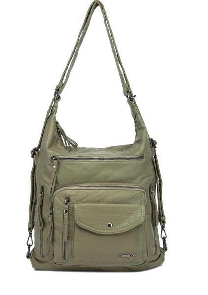 Yıkama Deri Hem Sırt Hem Omuz Kadın Çantası 21-K Barcelona 1580-6