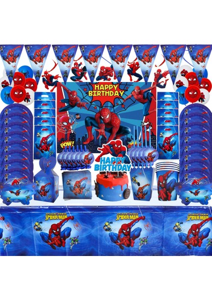 Balon Suit-6-9pcs Karikatür Süper Kahraman Örümcek Adam Masa Örtüsü Çocuk Favor Doğum Günü Paketi Olay Parti Bardak Tabaklar Bebek Duş Tek Kullanımlık Sofra Setleri (Yurt Dışından)