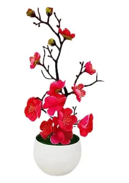 Gül Kırmızı Çiçeği Çiçek Bitki Simülasyon Bonsai Gerçekçi Anti Solmaya Sahte Ipek Çiçek Ev Için Güzel Görünümlü Sahte Erik (Yurt Dışından)