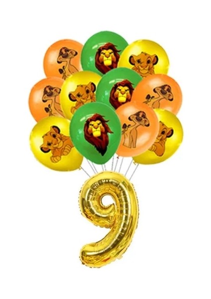 Balonlar-Number9 Aslan Kral Simba Parti Malzemeleri Kağıt Bardaklar Tabaklar Peçeteler Masa Örtüsü Afiş Dahil Çocuk Boys Doğum Günü Dekorasyon Bebek Duş (Yurt Dışından)