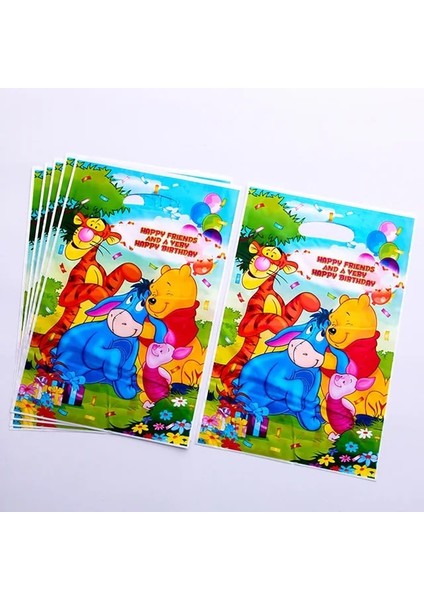 Hediye Çantası-6 Adet Winnie The Pooh Karikatür Tema Parti Malzemeleri Tek Kullanımlık Sofra Kağıt Saman Tabaklar Oyuncaklar Doğum Günü Şekeri Bebek Duş Süslemeleri (Yurt Dışından)