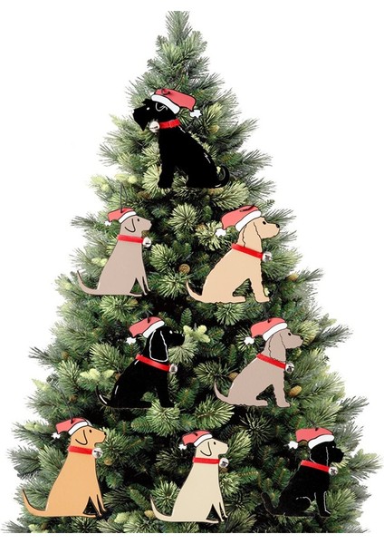 Stil 8 2023 Noel Ağacı Kolye Sevimli Ahşap Pet Köpek Damla Süsleme Yeni Yıl Şenlikli Parti Malzemeleri Odası Dekorasyon Noel Navidad Hediyeler (Yurt Dışından) fırsatları