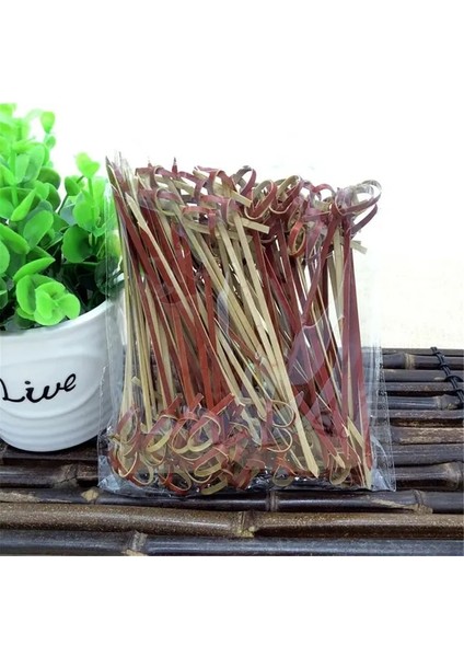 Kırmızı 1 Kravat 100 Adet 12 cm Tek Kullanımlık Bambu Meyve Seçtikleri Düğüm Şiş Kokteyl Dekorasyon Kürdan Salata Sandviç Büfe Tatlılar Dekorasyon (Yurt Dışından)