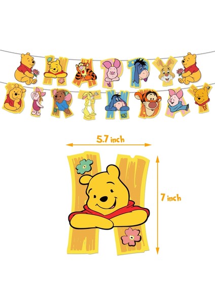 Balon-12 Adet Winnie The Pooh Karikatür Tema Parti Malzemeleri Tek Kullanımlık Sofra Kağıt Saman Tabaklar Oyuncaklar Doğum Günü Şekeri Bebek Duş Süslemeleri (Yurt Dışından)