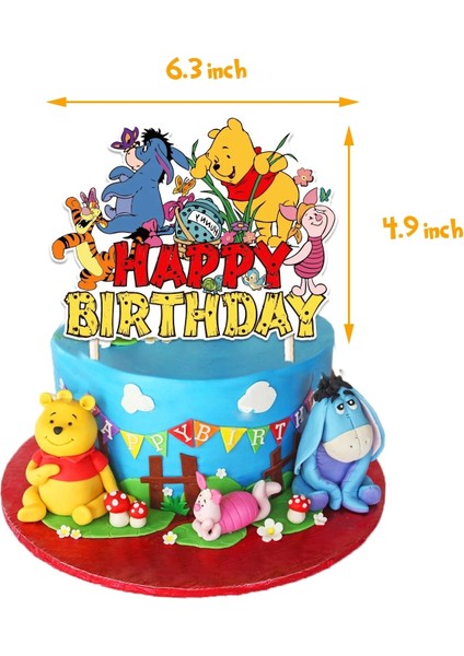 Balon-12 Adet Winnie The Pooh Karikatür Tema Parti Malzemeleri Tek Kullanımlık Sofra Kağıt Saman Tabaklar Oyuncaklar Doğum Günü Şekeri Bebek Duş Süslemeleri (Yurt Dışından)