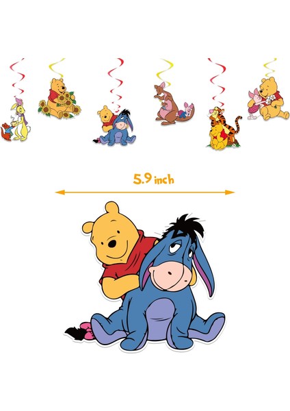 Balon-12 Adet Winnie The Pooh Karikatür Tema Parti Malzemeleri Tek Kullanımlık Sofra Kağıt Saman Tabaklar Oyuncaklar Doğum Günü Şekeri Bebek Duş Süslemeleri (Yurt Dışından)