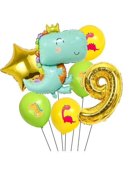 Numarası-9 Karikatür Dinozor Doğum Günü Partisi Çocuklar Orman Dinozor Şekeri Çıkartmalar Balon Erkek Doğum Günü Parti Bardağı Plaka Bebek Duş Malzemeleri (Yurt Dışından)