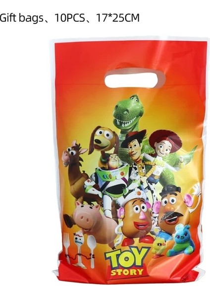 Hediye Çantası-10 Adet Karikatür Oyuncak Hikayesi Parti Dekorasyon Tek Kullanımlık Sofra Kağıt Plat Zemin Buzz Lightyear Balonlar Çocuklar Doğum Günü Partisi Malzemeleri (Yurt Dışından)