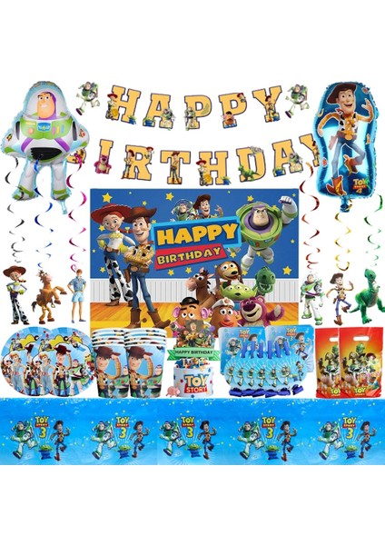 Hediye Çantası-10 Adet Karikatür Oyuncak Hikayesi Parti Dekorasyon Tek Kullanımlık Sofra Kağıt Plat Zemin Buzz Lightyear Balonlar Çocuklar Doğum Günü Partisi Malzemeleri (Yurt Dışından)