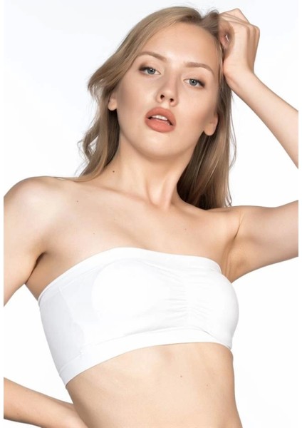 Miraxx Beyaz Emay 4022 Pedli Straplez Korse