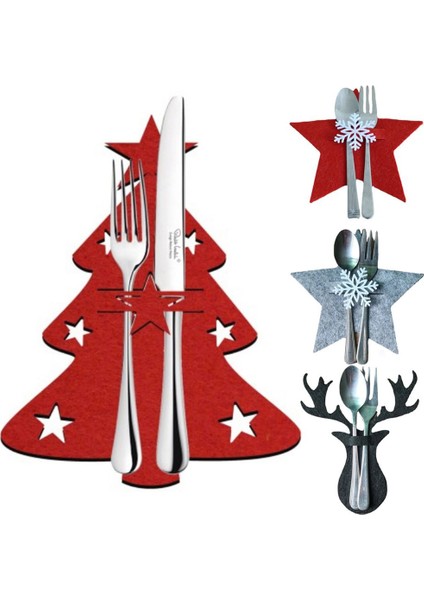 Stil 16 4pcs 44 Stiller Noel Bıçak ve Çatal Tutucu Elk Noel Ağacı Cep Çatal Bıçak Takımı Çanta Dokunmamış Kumaş Tencere Organizatör Masa Dekor (Yurt Dışından)
