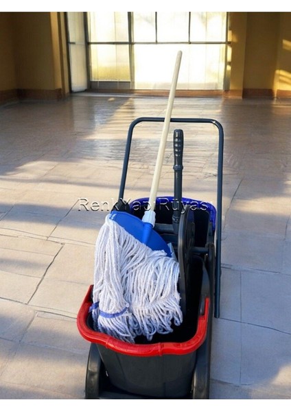 Geniş Kapasiteli Çift Kovalı Temizlik Arabası ve Mop Seti, Renkli ve Kullanışlı