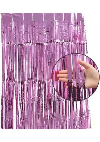 Pembe 100 x 200 cm Düğün Doğum Günü Partisi Zemin Perde Parlak Üniforma Renk Alüminyum Yapışkanlı Saçak Perde Doğum Günü Dekorasyon Için (Yurt Dışından)
