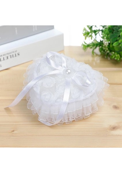 B02 Kalp Yüzük Yastık Düğün Sevgililer Günü Için Mariage Şekeri Yüzük Ekran Yastık Minder Şeffaf Kutusu ile Yüzük Taşıyıcı Yastık (Yurt Dışından)