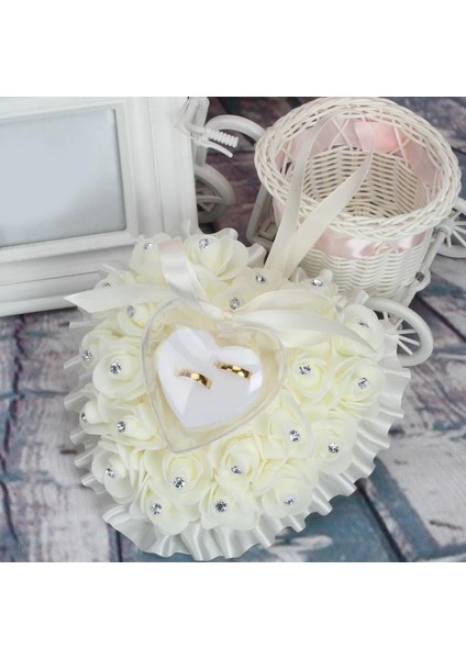 B02 Kalp Yüzük Yastık Düğün Sevgililer Günü Için Mariage Şekeri Yüzük Ekran Yastık Minder Şeffaf Kutusu ile Yüzük Taşıyıcı Yastık (Yurt Dışından)