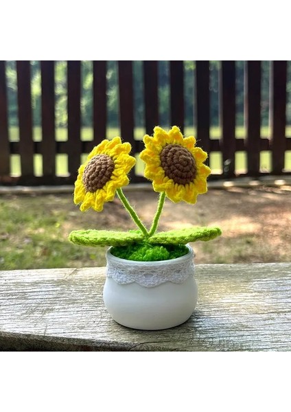 Ayçiçeği-B Tığ Ayçiçeği Saksı Bitki, Sahte Çiçek Bonsai, Gül, Kaktüs, Antoryum, Calla, Yonca, Lale, Papatya, Ev Masası Dekoru Için Dokuma Hediye (Yurt Dışından)