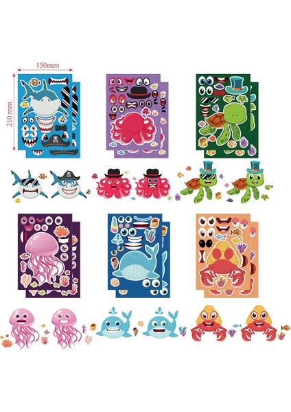 6 Adet Candybox Çocuk Erkek Kız Doğum Günü Deniz Yaşamı Deniz Hayvan Parti Malzemeleri Sofra Hediye Giftbag Parti Favor Dövme Etiket Alkış Daire (Yurt Dışından)