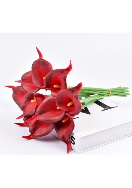Kırmızı Şarap 3 Adet 3/5/10 Adet Calla Yapay Çiçekler Calla Zambak Sahte Çiçek Buketi Düğün Buket Gelin Ev Çiçek Dekorasyon (Yurt Dışından)