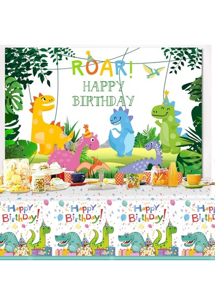 10 Adet Payet 130X220 cm Karikatür Dinozor Tek Kullanımlık Masa Örtüsü Orman Dino Masa Örtüsü Dinozor Roar Doğum Günü Masa Örtüsü Safari Rawr Boy 1st Fav (Yurt Dışından)