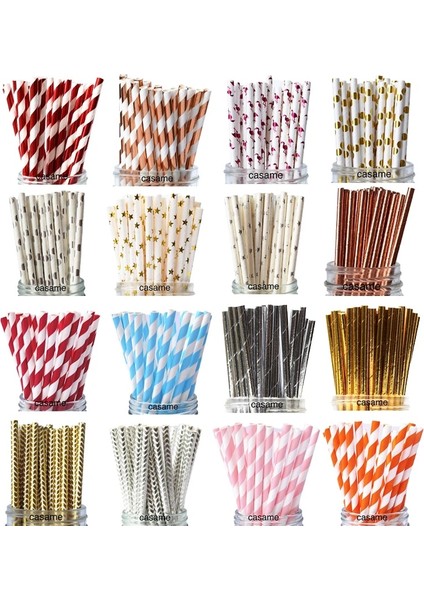 Sarı 25 Adet Renkli Kağıt Payet Parti Kaynağı Renkli Karışık Kağıt Saman Çocuklar Doğum Günü Partisi Düğün Süslemeleri Kağıt Pipet (Yurt Dışından)