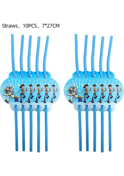 PAYET-10PCS Karikatür Oyuncak Hikayesi Parti Dekorasyon Tek Kullanımlık Sofra Kağıt Plat Zemin Buzz Lightyear Balonlar Çocuklar Doğum Günü Partisi Malzemeleri (Yurt Dışından)