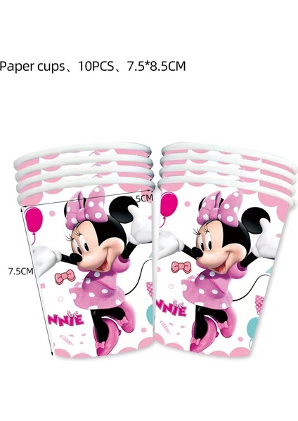 1 Takım Flama Afiş Disney Minnie Mouse Doğum Günü Partisi Dekorasyon Prenses Kızın Parti Malzemeleri Minnie Mouse Sofra Balon Afiş Kağıt Bardak (Yurt Dışından)