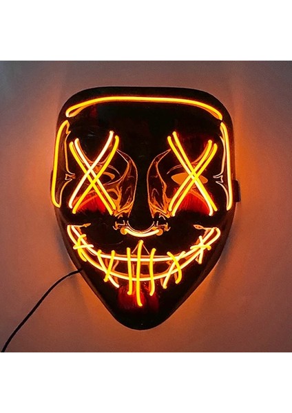 Turuncu Neon Işık Led Maske Led Cadılar Bayramı Korkunç Maske Cosplay Parti Maskesi Masquerade Maskeleri Cadılar Bayramı Kostüm Karnaval Glow Parti Sahne