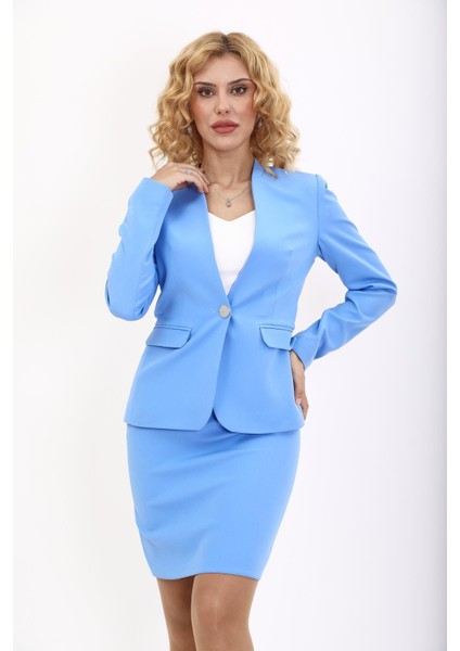 Tek Düğmeli Klasik Ceket-Gökyüzü indirimleri