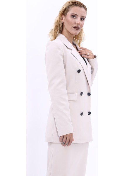 Erkek Yaka Kuruvaze Blazer Ceket-Bej fırsatları