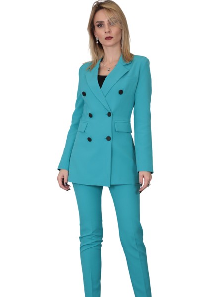 Erkek Yaka Kuruvaze Blazer Ceket-Turkuaz fiyatları