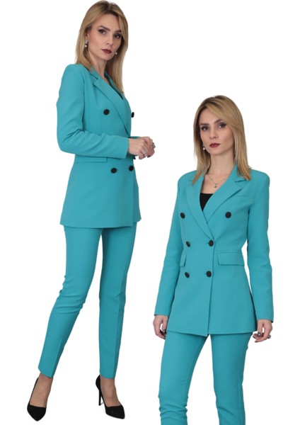 Erkek Yaka Kuruvaze Blazer Ceket-Turkuaz modelleri