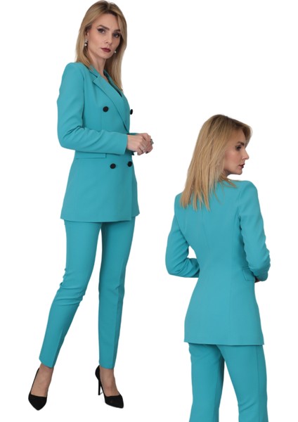 Erkek Yaka Kuruvaze Blazer Ceket-Turkuaz fırsatları