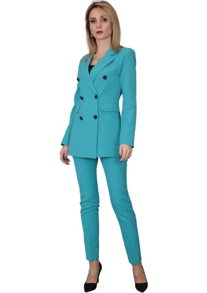 Erkek Yaka Kuruvaze Blazer Ceket-Turkuaz indirimleri