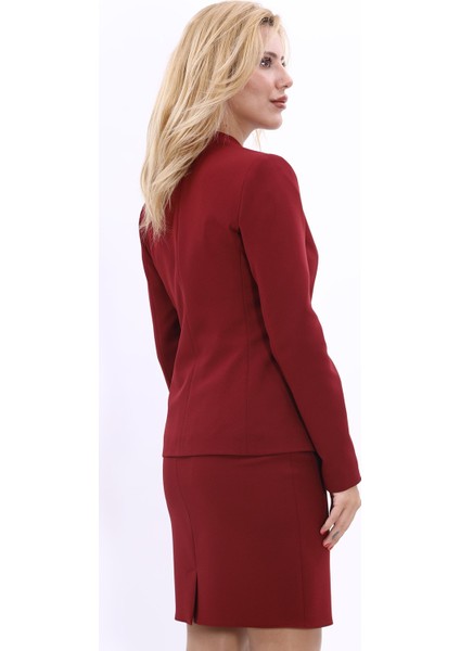 Tek Düğmeli Klasik Ceket-Bordo modelleri