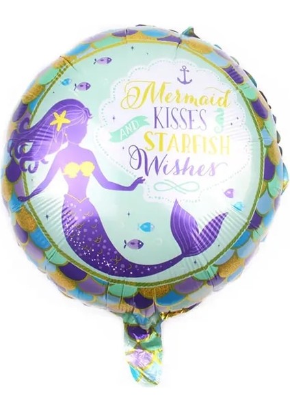 18 Inç Balon 1 Adet Küçük Denizkızı Prenses Tema Çocuk Doğum Günü Partisi Malzemeleri Masa Örtüsü Kağıt Bardak Kek Topper Banner Bebek Duş (Yurt Dışından)