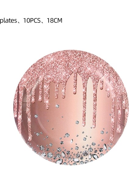 BARDAKLAR-10PCS Pembe Gül Altın Doğum Günü Partisi Malzemeleri Tek Kullanımlık Sofra Elmas Parlak Kağıt Tabak Bardak Peçeteler Düğün Kız Doğum Günü Partisi (Yurt Dışından)