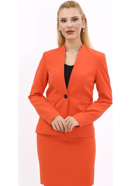 Tek Düğmeli Klasik Ceket-Turuncu fırsatları