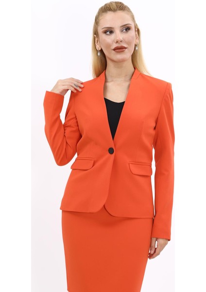 Tek Düğmeli Klasik Ceket-Turuncu indirimleri