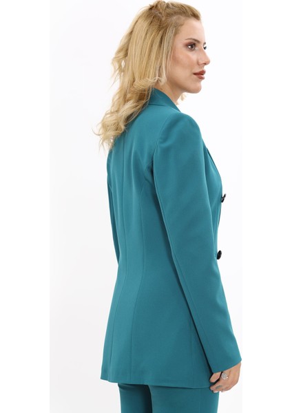 Erkek Yaka Kuruvaze Blazer Ceket-Petrol fırsatları