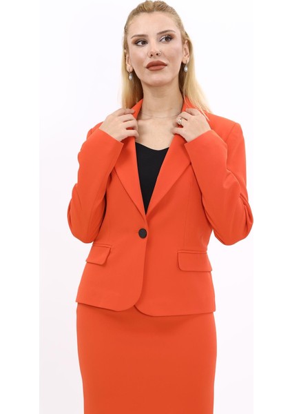 Erkek Yaka Tek Düğmeli Klasik Ceket-Turuncu indirimleri