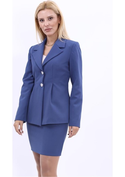 Erkek Yaka Önleri Pileli Ceket-Indigo