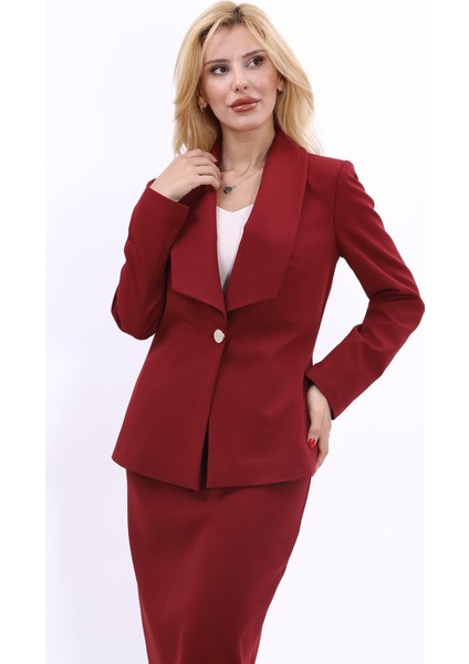 Amerikan Yaka Klasik Ceket-Bordo