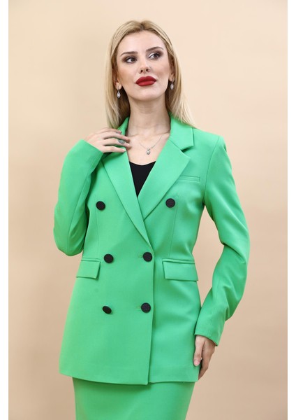 Erkek Yaka Kuruvaze Blazer Ceket-Yeşil