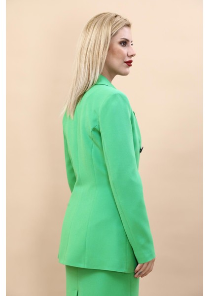 Erkek Yaka Kuruvaze Blazer Ceket-Yeşil modelleri
