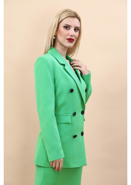 Erkek Yaka Kuruvaze Blazer Ceket-Yeşil fırsatları